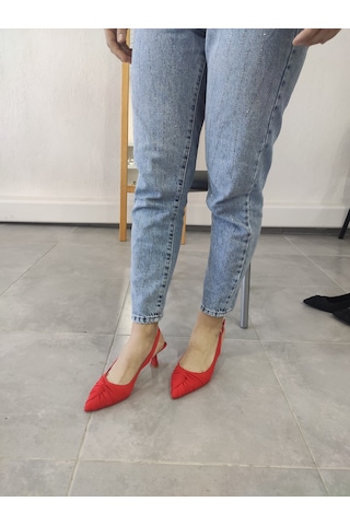 Tarzbu Lks İnce Topuklu Sivri Burun Kırmızı Abiye Ayakkabı