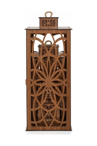 Ahşap Fener Mumluk Seti 3lü Torus Model Ceviz
