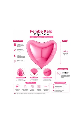 Pembe Kalp Folyo Balon 18 İnç Sevgililer Günü Doğum Günü Parti Süsü Dekorasyon Balonu Çok Renkli