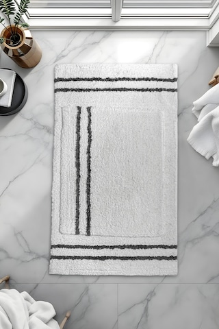 Banyo 2li Paspas Takımı Beyaz Siyah 60x100 Siyah - Beyaz