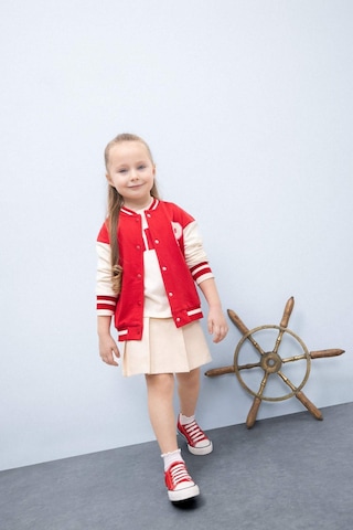 DeFacto Kız Bebek Baskılı Kolej Yaka İçi Yumuşak Tüylü Bomber Hırka D7873A525SPRD54 Kırmızı