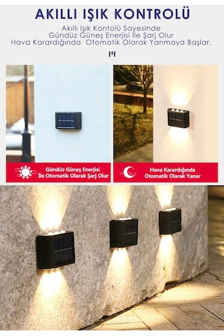 Technosmart 2Adet Modern Solar 6Ledli Çift Taraflı Aplik Güneş En