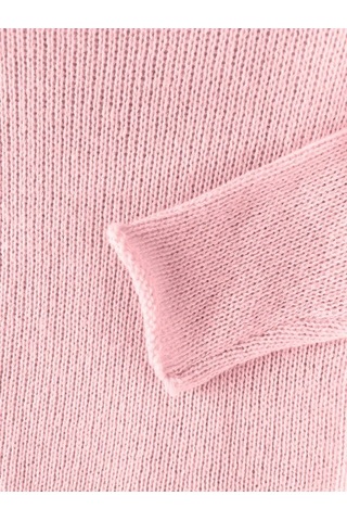 Tongxida Plus Size Yaka Kazak - Pembe - Kadın Büyük Beden - Sonbahar/ıllkbahar Pembe