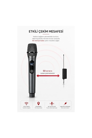 Tr Jrl Wn-19 İkili Kablosuz Mikrofon Seti El Tipi Çiftli Mikrofon, Karaoke, Konferans Ve Sahne