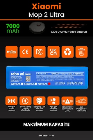 Xiaomi Mi Robot Mop 2 Ultra 7000mAh Robot Süpürge Bataryası