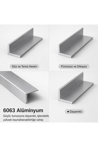 Alüminyum L Köşebent Paslanmaz L Profil 20 X 20 Mm 2mm Et Kal. 50 Cm Boy Diğer