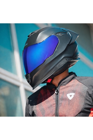 Nexx Y.100r Fullblack Mat Siyah Kask Mavi + Şeffaf Vizör Mat Siyah