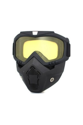 Motosiklet Bisiklet Jet Kask Maske Süngerli Bant Lastik Sarı Cam