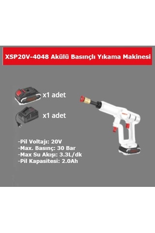 Specco XSP20V-4048 20 V 2 Ah Tek Akülü30 Bar Basınçlı Yıkama Makinesi