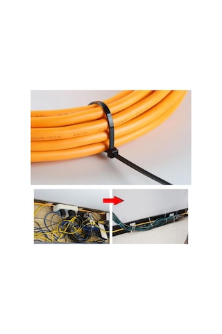 Şahnet 4,8x300 Mm Siyah Kablo Bağı Çırt Kelepçe 100 Adet - Plastik Kablo Toplama Bağı