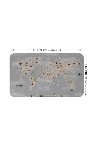 Eğitici Dünya Haritası Dünya Atlası Çocuk Ve Bebek Odası Duvar Sticker-60x105-3793 - Renkli Çok Renkli