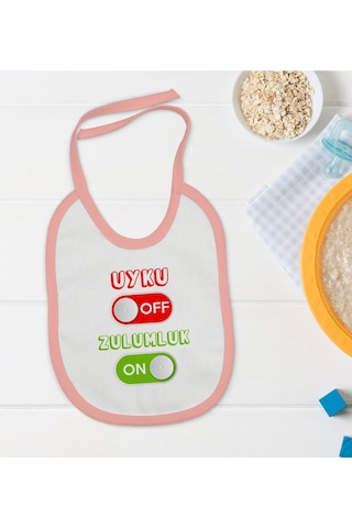 BK Kids Uyku Off Tasarımlı Pembe Bebek Mama Önlüğü-1 Pembe