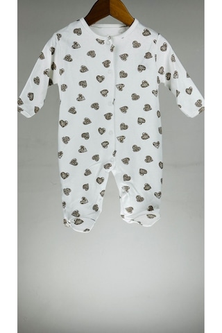 Kalpli Patikli Çıtçıtlı %100 Pamuklu Kız Bebek Tulum 001