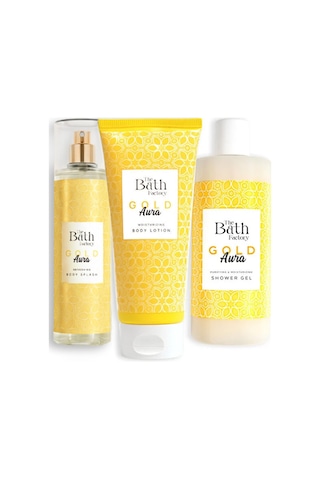 The Bath Factory Gold Aura Duş Jeli + Gold Aura Vücut Spreyi + Gold Aura Vücut Losyonu Mistik