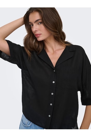 Only Onlyonlbruxelles Ss Linen Bl Kadın Keten Gömlek 15314215 Siyah