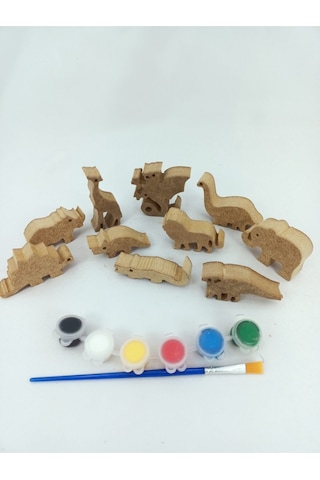 Neşeli Ahşap Okul Öncesi Etkinlik .ahşap Boyama Seti.. Eğitici Ahşap Boyası. Oyuncak Hayvan