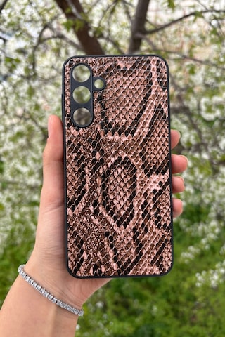 Samsung Uyumlu Galaxy A16 Yılan Desenli Kabartma Dokulu Kılıf Açık Kiremit