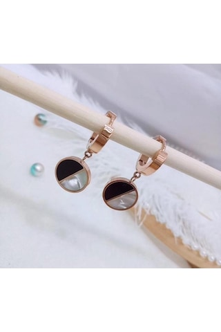 Oasis Rose Renk Kararmayan Bayan Çelik Halka Küpe Rose Gold