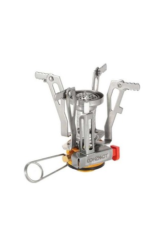 Artfulabode Yürüyüşü Yanıcıları Uyumlu Tomshoo Sırt Propan Pişirme Ocak Mini Mekan Malzemesi Katlanabilir Kartuş Kartuş Kamp Gümüş Dış Dağ Çantası Butan Aw Gümüş