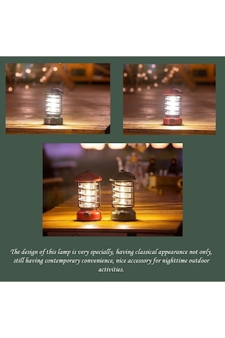 Funtree Kablosuz Kamp Lambası Kademesiz Karartma Açık Hava Retro Çadır Işığı Ev Atmosfer Kırmızı Kırmızı