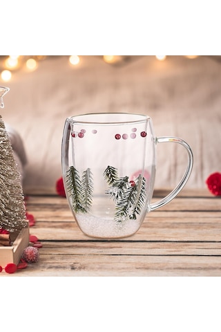 Suntek Noel Cam Kahve Kupa 350 Ml Çay Süt Kupası Doğum Günü