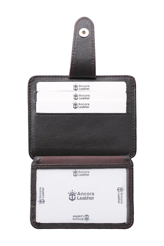 Ancora Leather Hakiki Deri Çıtçıtlı-para Bölmeli Kartlık Kahve-26209
