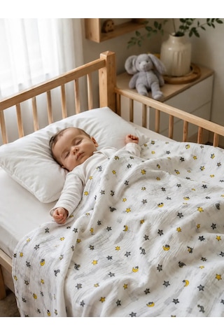 E&f Store Ay Ve Yıldız Desenli Bebek Battaniyesi Çok Renkli