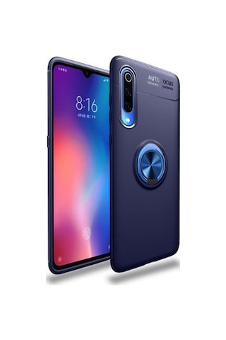 Xiaomi Mi 9 Lite Kılıf Yüzüğü Stant Ve Araç Tutucu Olabilen Şık Esnek Premium Silikon Kapak Ryc/ravel Mavi