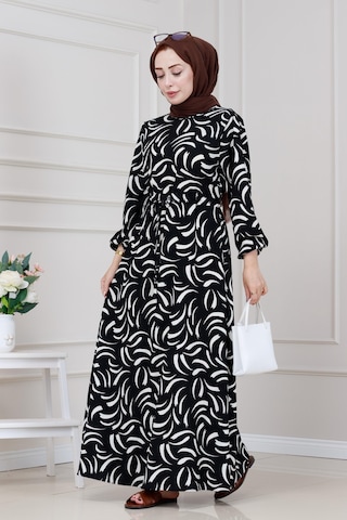 Sevitli Beli Tünelli Karin Elbise-siyah-5330 Siyah