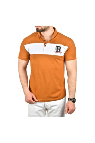 Deepsea Erkek Taba Slim Fit Nefes Alan Pamuklu Kumaş Dar Kesim Kıvrılmaz Yaka Polo Yaka Tişört 2503019 Taba