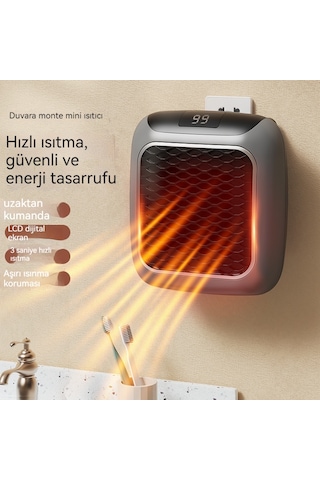 Ikkb Yeni Model Ev Ofis Mini Akıllı Sabit Sıcaklık Duvara Monte Kare Uzaktan Kumandalı Sıcak Hava Isıtıcı Yeşil