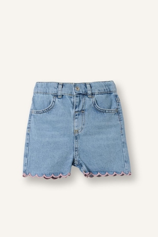 Defacto Nakışlı Jean Açık Mavi Şort Kız Bebek H9573a526hsnm39 Mavi-nm39
