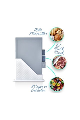 4'lü Tezgah Üstü Dikey Standlı Kesme Tahtası - Çoklu Doğrama Tahtası Ekmek Sebze Et Kesim Panosu Mavi