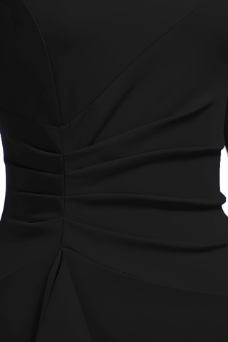 Kadın Büyük Beden Siyah Bodycon Fırfırlı Yırtmaçlı Büyük Beden Elbise Siyah