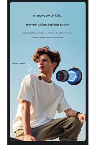 Zenvia Kablosuz Profesyonel İkili Yayın Yaka Mikrofonu Şarj Kutu Mıknatıslı Typce Lightning Çıkış Mikrofon Znv