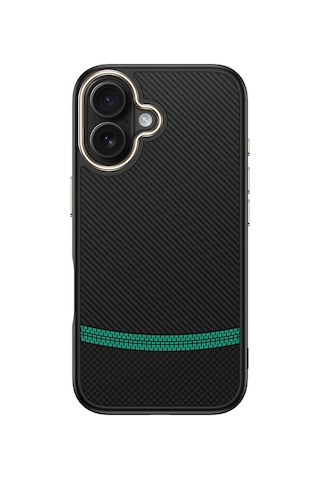 Apple Uyumlu iPhone 16 Plus Kılıf M-safe Şarj Özellikli Karbon Fiber Görünümlü Tchs Antina Kapak - Siyah-gri Siyah-gri