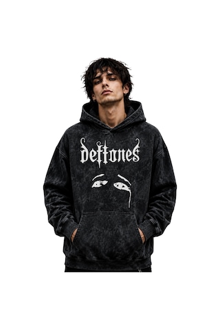 Sevbano Deftones Rock Metal Müzik Grubu Baskılı Unisex Oversize Premium Y Siyah