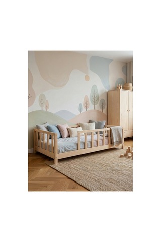Kfb610 Doğal Ahşap Montessori Çocuk Karyolası 80x160 Cm Bej