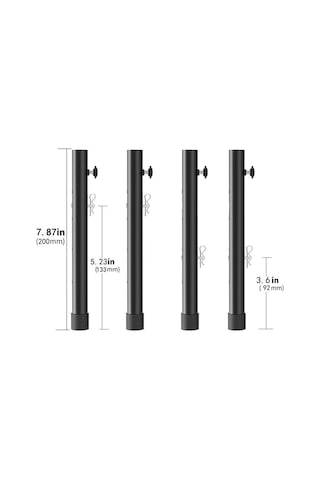 4 Adet / Set Masa Ayağı Genişletici Tezgah Yükseklik Arttırıcı, Uzunluk: 20cm Siyah Siyah