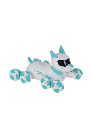 Uzaktan Kumandalı Şarjlı Mavi Beyaz Akrobatik Robot Köpek Işıklı Ve Müzikli