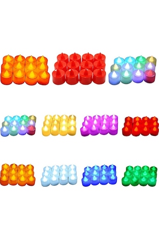 Led Mum Çok Renkli Lamba Simülasyonu Renkli Alevsiz Işık Ev Düğün Doğum Günü Partisi Dekorasyonu Festival Çay Işığı Mumları Beyaz Kutu Yanıp Sönen Beyaz Işık Olmadan Tam Kutu Çok Renkli