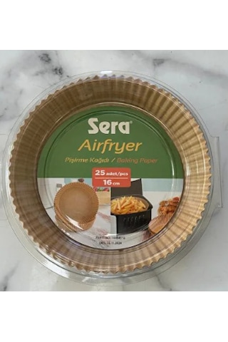 Airfryer Pişirme Kağıdı Hava Fritözü Airfryer Firitözü Airfryer Yağsız Firitöz 25 Adet - 16 Cm Doğal Renk