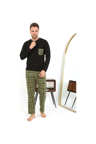 Najmaddin.com Beru Erkek Uzun Kol Penye Siyah Pijama Takımı