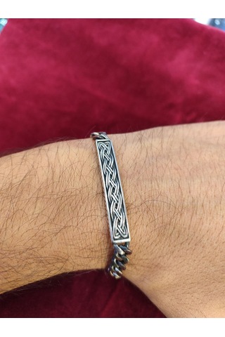 Modagümüşevi 925 Ayar Gümüş Desenli Gurmet Erkek Bileklik