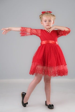 Mnk Baby & Kids Dream Luxury Dantel Kız Çocuk Elbise Mnk0327 Kırmızı