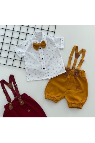 Murat Baby Yalmanlıbebe Neşeli Bebeklerimize Gözlük Desen Papyonlu Pantolon Askılı Kısa K (547209645) Beyaz - Sarı Murat Baby Yalmanlıbebe Neşeli Bebeklerimize Gözlük Desen Papyonlu Pantolon Askılı Kısa K (547209645) Beyaz - Sarı