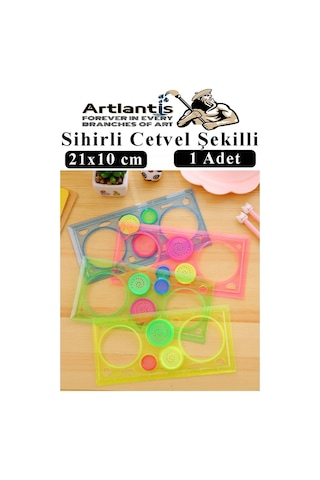 Sihirli Cetvel 1 Adet Plastik Sihirli Daire Cetvel Desen Şablon Çizim Okul Karne Hediye Çok Renkli