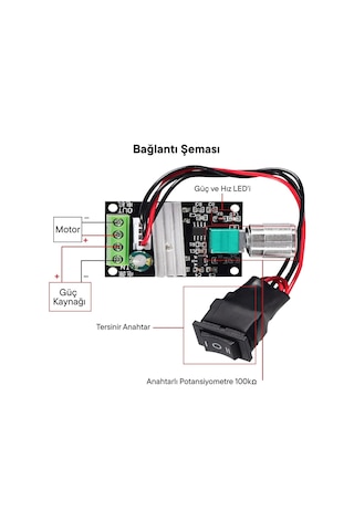 İleri Geri Dc Motor Hız Kontrol Cihazı Pwm Dc 6v12v24v 3a