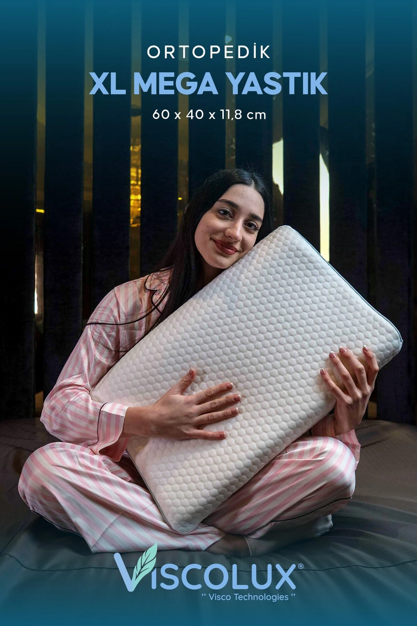 Mega Boy Ortopedik Yastık - Boyun Destekli Visco Yastık 60x40x11/8 Mavi