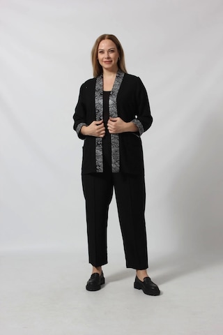 Moda Berray Parlak Detaylı Garnili Büyük Beden Blazer Ceket Siyah